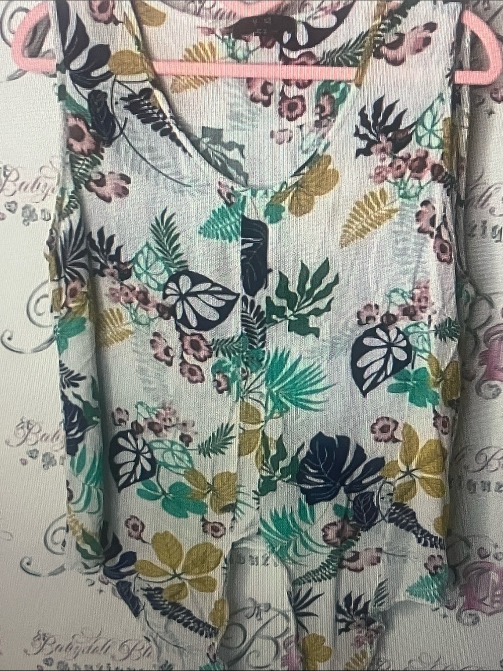 Floral Tropical V-Neck Sleeveless Tank Top - Green Multi